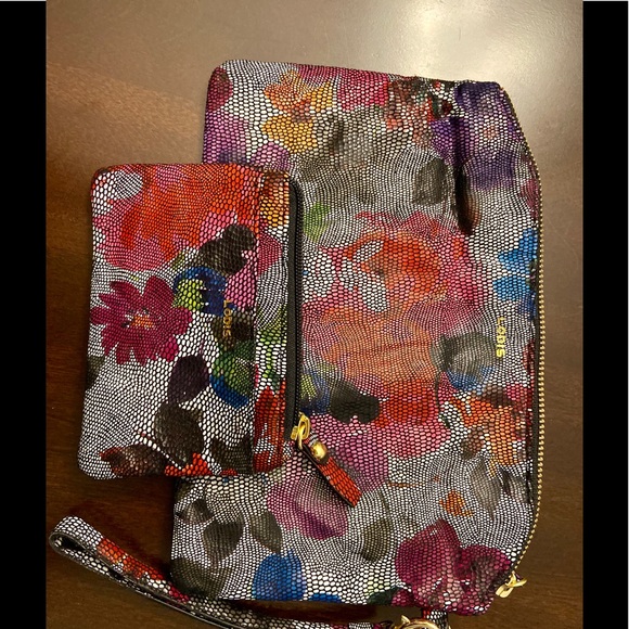 LODIS Leather Clutch With Mini/ Makeup - Picture 2 of 7